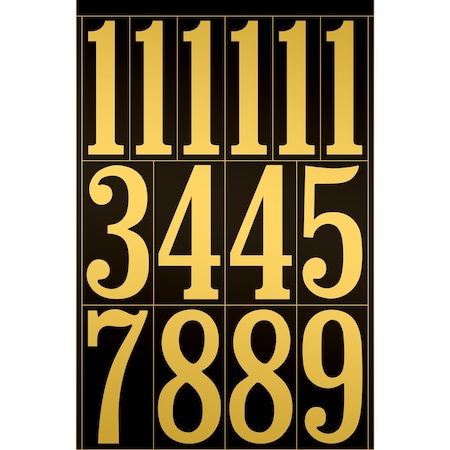 Hy-Ko 3In Black/Gold Numbers, 10PK A02050